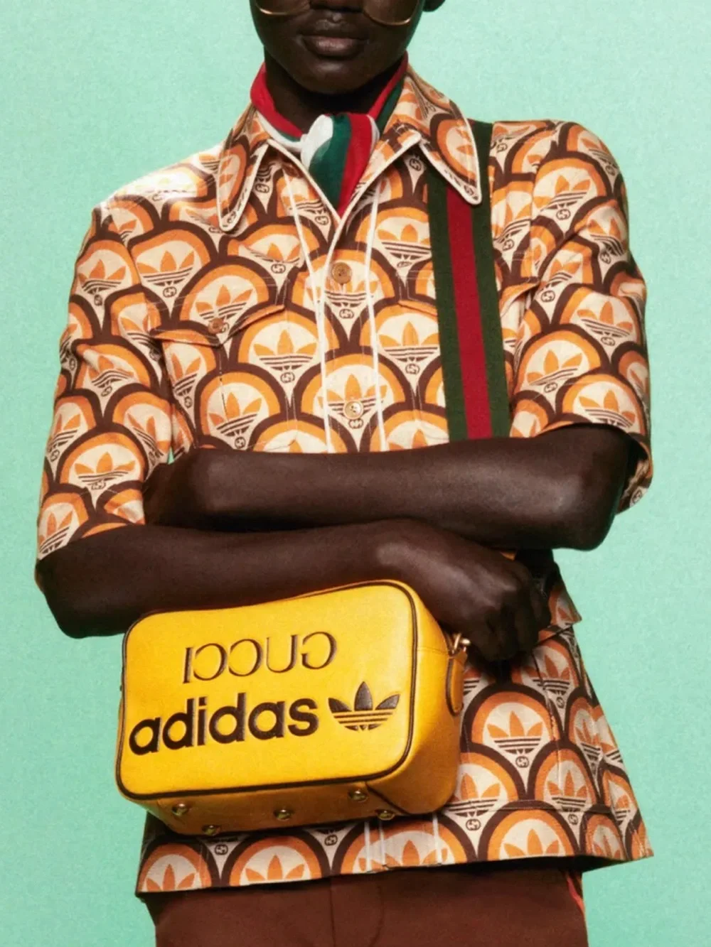 Gucci Orange and Brown Geometric Short-Sleeve Button-Down Shirt